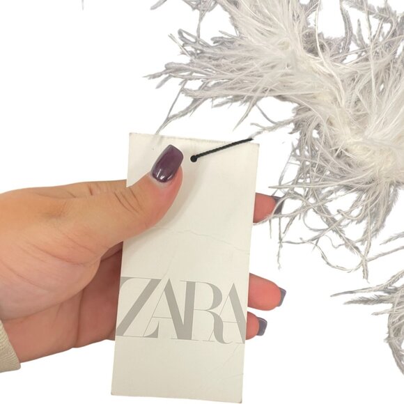 Zara Womens Mini Dress S Small Black Feather Party Cocktail Evening 4772/226 NWT - Picture 6 of 16